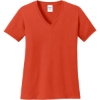 Custom Port & Co Womens Core Cotton V-Neck Tee. Orange