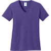 Custom Port & Co Womens Core Cotton V-Neck Tee. Purple