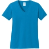 Custom Port & Co Womens Core Cotton V-Neck Tee. Sapphire Blue