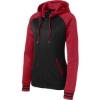Custom Sport-Tek Womens Sport-Wick Varsity Fleece Full-Zip Hooded Jacket. Black/Deep Red