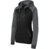 Custom Sport-Tek Womens Sport-Wick Varsity Fleece Full-Zip Hooded Jacket. Black/Dark Smoke Gray