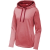 Custom Sport-Tek Womens PosiCharge Sport-Wick Heather Fleece Hooded Pullover. Deep Red Heather