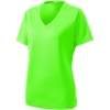 Custom Sport-Tek Womens PosiCharge RacerMesh V-Neck Tee. Neon Green