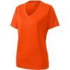 Custom Sport-Tek Womens PosiCharge RacerMesh V-Neck Tee. Neon Orange
