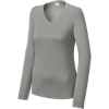 Custom Sport-Tek Womens Long Sleeve PosiCharge Competitor V-Neck Tee. Gray Concrete Heather