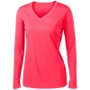 Custom Sport-Tek Womens Long Sleeve PosiCharge Competitor V-Neck Tee. Hot Coral Red