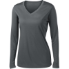 Custom Sport-Tek Womens Long Sleeve PosiCharge Competitor V-Neck Tee. Iron Grey