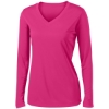 Custom Sport-Tek Womens Long Sleeve PosiCharge Competitor V-Neck Tee. Pink Raspberry