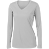 Custom Sport-Tek Womens Long Sleeve PosiCharge Competitor V-Neck Tee. Silver
