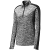 Custom Sport-Tek Womens PosiCharge Electric Heather Colorblock 1/4-Zip Pullover. Black Electric/Black