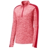 Custom Sport-Tek Womens PosiCharge Electric Heather Colorblock 1/4-Zip Pullover. Deep Red Electric/Deep Red