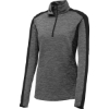 Custom Sport-Tek Womens PosiCharge Electric Heather Colorblock 1/4-Zip Pullover. Grey-Blk E/Blk