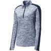 Custom Sport-Tek Womens PosiCharge Electric Heather Colorblock 1/4-Zip Pullover. True Navy Electric/True Navy Blue