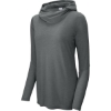 Custom Sport-Tek Womens PosiCharge Tri-Blend Wicking Long Sleeve Hoodie Dark Grey Hthr