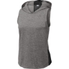 Custom Sport-Tek Womens PosiCharge Tri-Blend Wicking Draft Hoodie Tank. Black/Dark Gray Heather