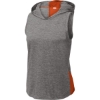 Custom Sport-Tek Womens PosiCharge Tri-Blend Wicking Draft Hoodie Tank. Deep Orange/Dark Gray Heather