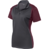 Custom Sport-Tek Womens Colorblock Micropique Sport-Wick Polo. Iron Gray/Maroon Red