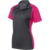 Custom Sport-Tek Womens Colorblock Micropique Sport-Wick Polo. Iron Gy/Pk Ras