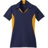Custom Sport-Tek Womens Side Blocked Micropique Sport-Wick Polo. True Navy Blue/Gold