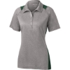 Custom Sport-Tek Womens Heather Colorblock Contender Polo. Vintage Heather Gray/Forest Green