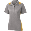 Custom Sport-Tek Womens Heather Colorblock Contender Polo. Vintage Heather Gray/Gold