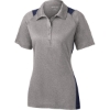 Custom Sport-Tek Womens Heather Colorblock Contender Polo. Vintage Heather Gray/True Navy Blue
