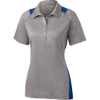 Custom Sport-Tek Womens Heather Colorblock Contender Polo. Vntg Heather Gray/True Royal Blue