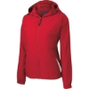 Custom Sport-Tek Womens Colorblock Hooded Raglan Jacket. True Red/White