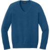 Custom Port Authority Womens Easy Care V-Neck Sweater Aegean Blue Heather