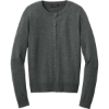 Custom Port Authority Womens Easy Care Crewneck Cardigan Sweater Charcoal Heather Gray