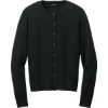 Custom Port Authority Womens Easy Care Crewneck Cardigan Sweater Deep Black