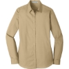 Custom Port Authority Womens Long Sleeve Carefree Poplin Shirt. Wheat