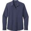 Custom Port Authority Womens Long Sleeve Performance Staff Shirt True Navy Blue