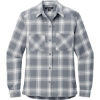 Custom Port Authority Womens Plaid Flannel Shirt Gray/Cream Open Plaid