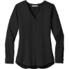 Custom Port Authority Womens Long Sleeve Button-Front Blouse. Black