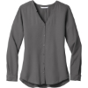 Custom Port Authority Womens Long Sleeve Button-Front Blouse. Sterling Grey
