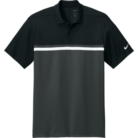 Custom Nike Dri-FIT Victory Colorblock Polo Black/Anthracite Gray/White