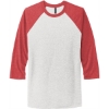 Custom Next Level Apparel Adult Tri-Blend 3/4-Sleeve Raglan Tee. VTG Red/Heather White