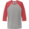 Custom Next Level Apparel Adult Tri-Blend 3/4-Sleeve Raglan Tee. VTG Red/Prem Heather Gray