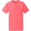 Custom Port & Co Beach Wash Garment-Dyed Pocket Tee. Neon Coral