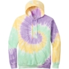 Custom Port & Co Tie-Dye Pullover Hooded Sweatshirt. Mint Rainbow