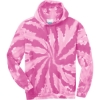 Custom Port & Co Tie-Dye Pullover Hooded Sweatshirt. Pink/White