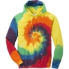Custom Port & Co Tie-Dye Pullover Hooded Sweatshirt. Rainbow