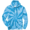 Custom Port & Co Tie-Dye Pullover Hooded Sweatshirt. Turquoise Blue/White