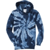 Custom Port & Co Youth Tie-Dye Pullover Hooded Sweatshirt. Navy Blue/White