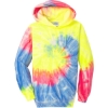 Custom Port & Co Youth Tie-Dye Pullover Hooded Sweatshirt. Neon Rainbow