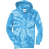 Custom Port & Co Youth Tie-Dye Pullover Hooded Sweatshirt. Turquoise Blue/White
