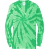 Custom Port & Co Tie-Dye Long Sleeve Tee. Kelly Green Tie Dye
