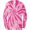 Custom Port & Co Tie-Dye Long Sleeve Tee. Pink Tie Dye