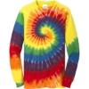 Custom Port & Co Tie-Dye Long Sleeve Tee. Rainbow Tie Dye